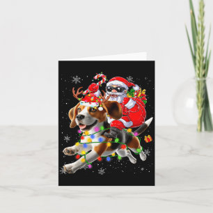 Santa Riding Beagle Christmas Lights Funny Dog Xma Card