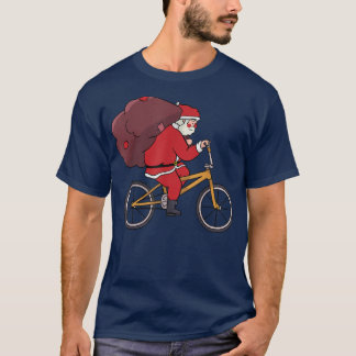 Santa Riding Bike Christmas Funny XMas Pajama Bicy T-Shirt