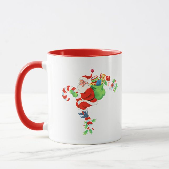 Santa Riding Candy Cane Mug (Left)