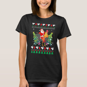 Santa Riding Chicken Christmas Ugly Sweater Chicke