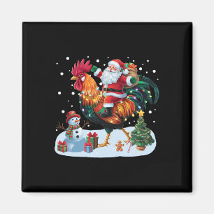 Santa Riding Chicken Funny Xmas Lights Chicken Lov Magnet