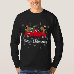 Santa Riding Christmas Tree Truck Bullmastiff Dog T-Shirt