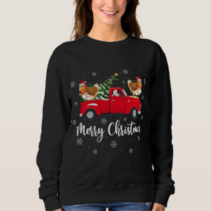 Santa Riding Christmas Tree Truck Chicken Bird Chr Sweatshirt