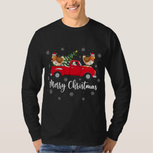 Santa Riding Christmas Tree Truck Chicken Bird Chr T-Shirt
