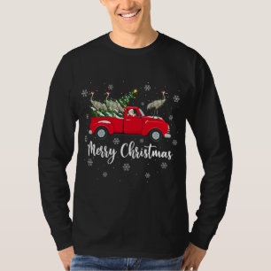 Santa Riding Christmas Tree Truck Crane Bird Chris T-Shirt