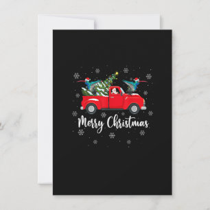 Santa Riding Christmas Tree Truck Hummingbird Chri Invitation