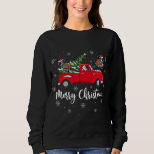 Santa Riding Christmas Tree Truck Quail Bird Chris Sweatshirt