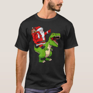 Santa Riding Dinosaur Christmas Pajama Cool Rex X T-Shirt