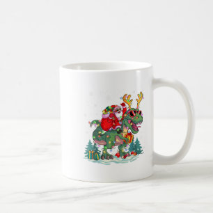 Santa Riding Dinosaur Christmas Reindeer Xmas Kids Coffee Mug