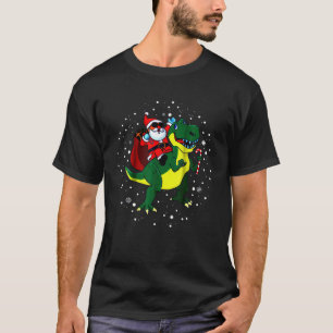 Santa Riding Dinosaur Christmas T Rex Rawr Men Wom T-Shirt