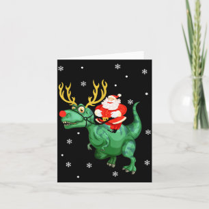 Santa Riding Dinosaur Funny Merry Christmas Lover Card