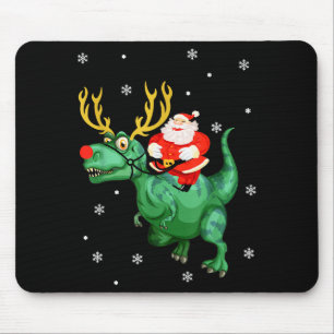 Santa Riding Dinosaur Funny Merry Christmas Lover Mouse Pad