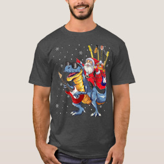 Santa Riding Dinosaur Guitar T re Guitarist Boys M T-Shirt
