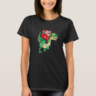 Santa Riding Dinosaur rex Christmas Costume Christ T-Shirt