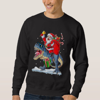 Santa Riding Dinosaur Rex Christmas  Xmas Boys Kid Sweatshirt