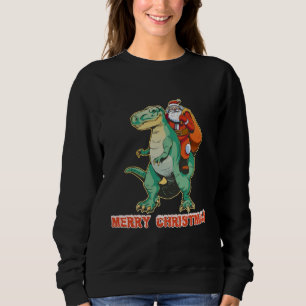 Santa Riding Dinosaur Sweatshirt
