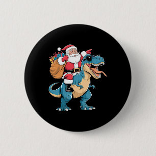 Santa Riding Dinosaur T Rex Christmas Boys Men Gir 6 Cm Round Badge