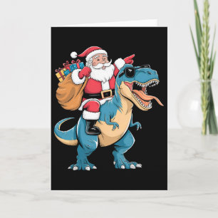 Santa Riding Dinosaur T Rex Christmas Boys Men Gir Card