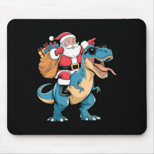 Santa Riding Dinosaur T Rex Christmas Boys Men Gir Mouse Pad