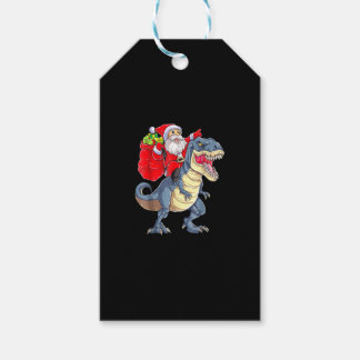 Santa Riding Dinosaur T Rex Christmas Boys Men Xma Gift Tags