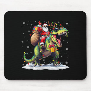 Santa Riding Dinosaur T Rex Christmas Boys Men Xma Mouse Pad