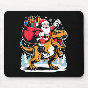 Santa Riding Dinosaur T Rex Christmas Boys Xmas Mouse Pad