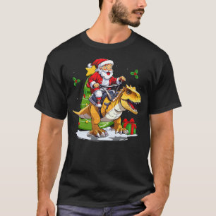 Santa Riding Dinosaur T-Rex Christmas Dinosaurs T-Shirt