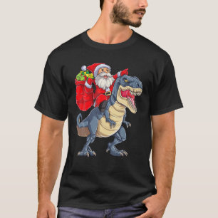 Santa Riding Dinosaur T Rex Christmas Gifts Boys M T-Shirt