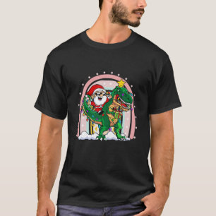 Santa Riding Dinosaur T Rex Christmas Gifts T-Shirt