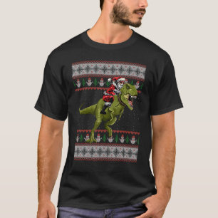 Santa Riding Dinosaur  T Rex Christmas Ugly Sweate T-Shirt