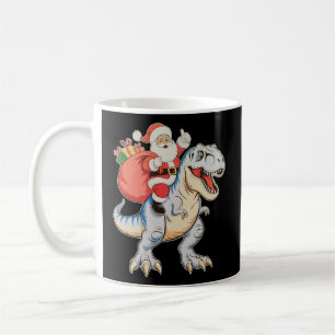 Santa Riding Dinosaur T Rex Christmas Xmas Holiday Coffee Mug