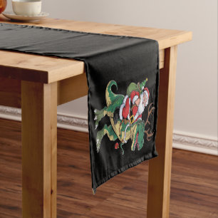 Santa Riding Dinosaur T-Rex Christmas Xmas Squad Short Table Runner