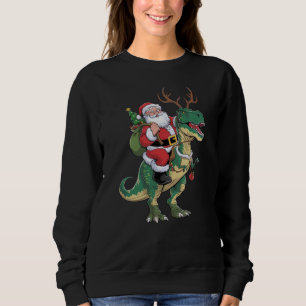 Santa Riding Dinosaur T-Rex Christmas Xmas Squad Sweatshirt