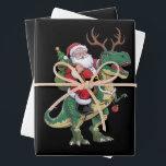 Santa Riding Dinosaur T-Rex Christmas Xmas Squad Wrapping Paper Sheet<br><div class="desc">Santa Riding Dinosaur T-Rex Christmas Xmas Squad</div>