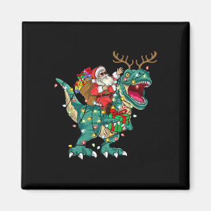 Santa Riding Dinosaur T Rex Deer Kids Boys Men Chr Magnet