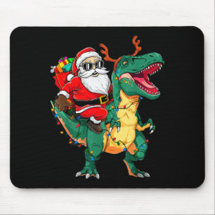 Santa Riding Dinosaur T Rex Funny Christmas Kids B Mouse Pad