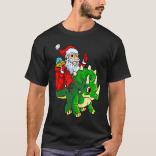 Santa Riding Dinosaur Triceratops Dino Christmas B T-Shirt