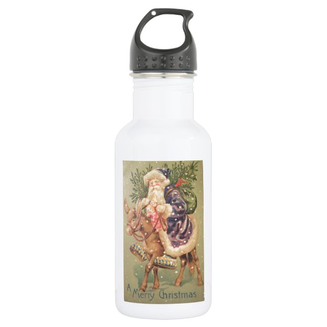 Santa Riding Donkey 532 Ml Water Bottle (Front)