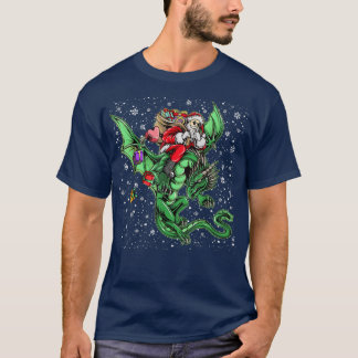 Santa Riding Dragon Christmas Men Women Boys Xmas  T-Shirt
