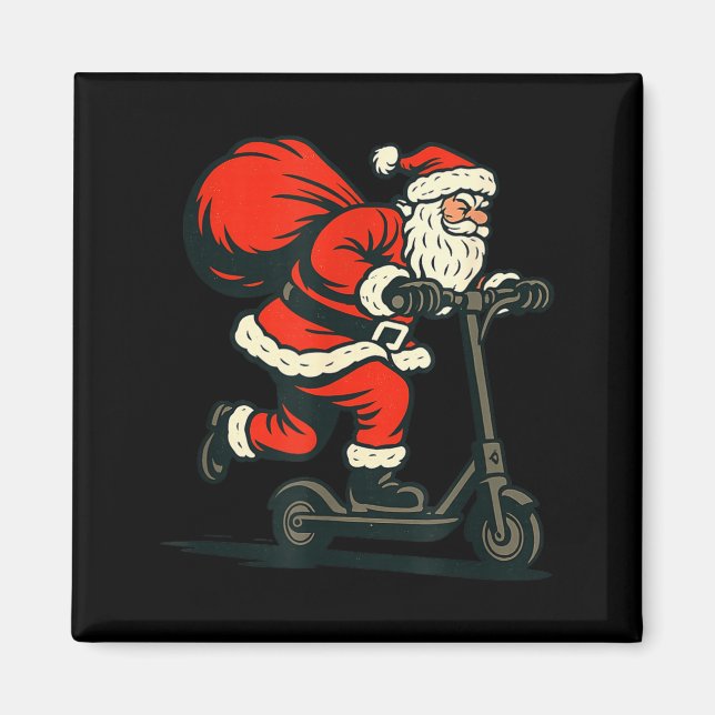 Santa Riding Electric Scooter  Magnet (Front)
