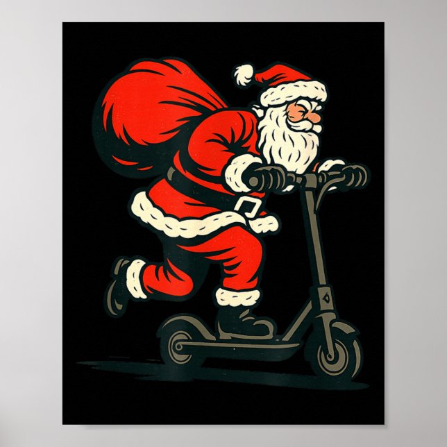 Santa Riding Electric Scooter  Poster (Front)