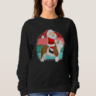 Santa Riding English Bulldog Christmas PJs Xmas Pa Sweatshirt
