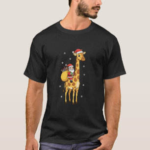 Santa Riding Giraffe Kids Christmas Holiday Funny  T-Shirt