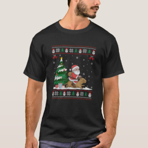 Santa Riding Gopher Tree Lighting Christmas Pajama T-Shirt