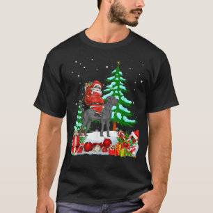 Santa Riding Great Dane Dog Theme Christmas Great T-Shirt