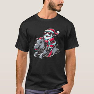 Santa Riding Hippopotamus Christmas Hippo Xmas  T-Shirt