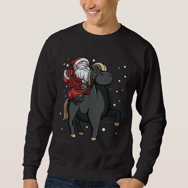Santa Riding Horse Cute Fun Christmas Celebrate Sweatshirt (Front)