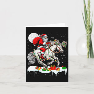 Santa Riding Horse Reindeer Xmas Farm Animal Lover Card