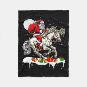 Santa Riding Horse Reindeer Xmas Farm Animal Lover Fleece Blanket