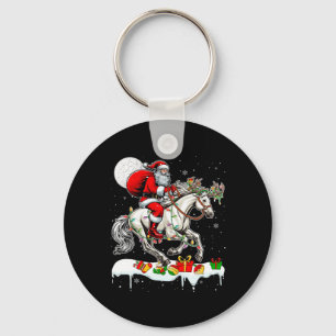 Santa Riding Horse Reindeer Xmas Farm Animal Lover Key Ring